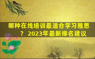 哪种在线培训最适合学习雅思？ 2023年最新排名建议